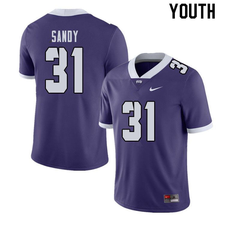 Youth #31 Jordy Sandy TCU Horned Frogs College Football Jerseys Sale-Purple